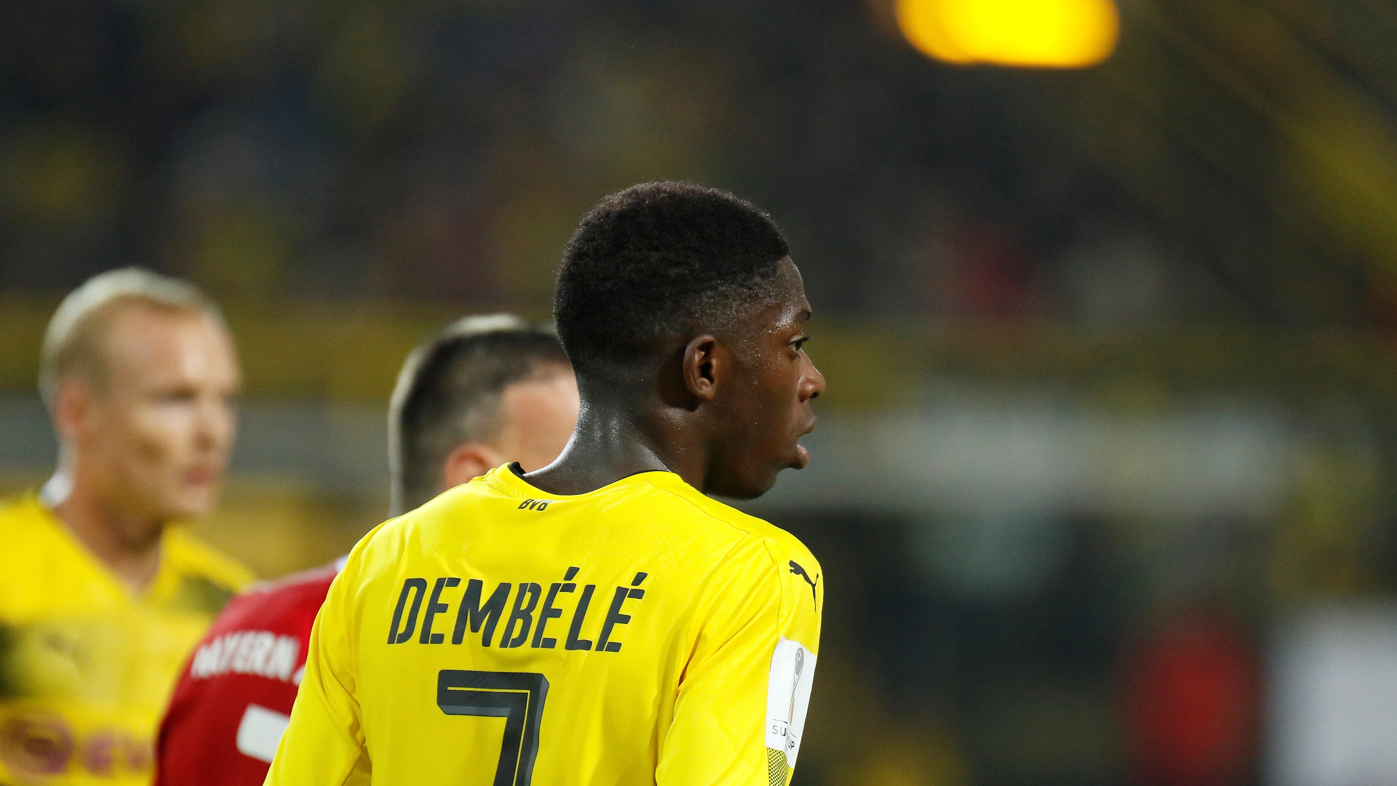 Dembelé, durante un partido con el Dortmund