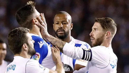 Sergio Ramos, expulsado en un momento del encuentro ante el Depor. Sergio Ramos, expulsado en un momento del encuentro ante el Depor.
