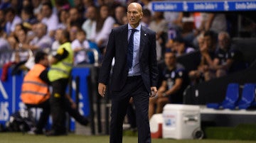 Zidane, durante el partido contra el Deportivo