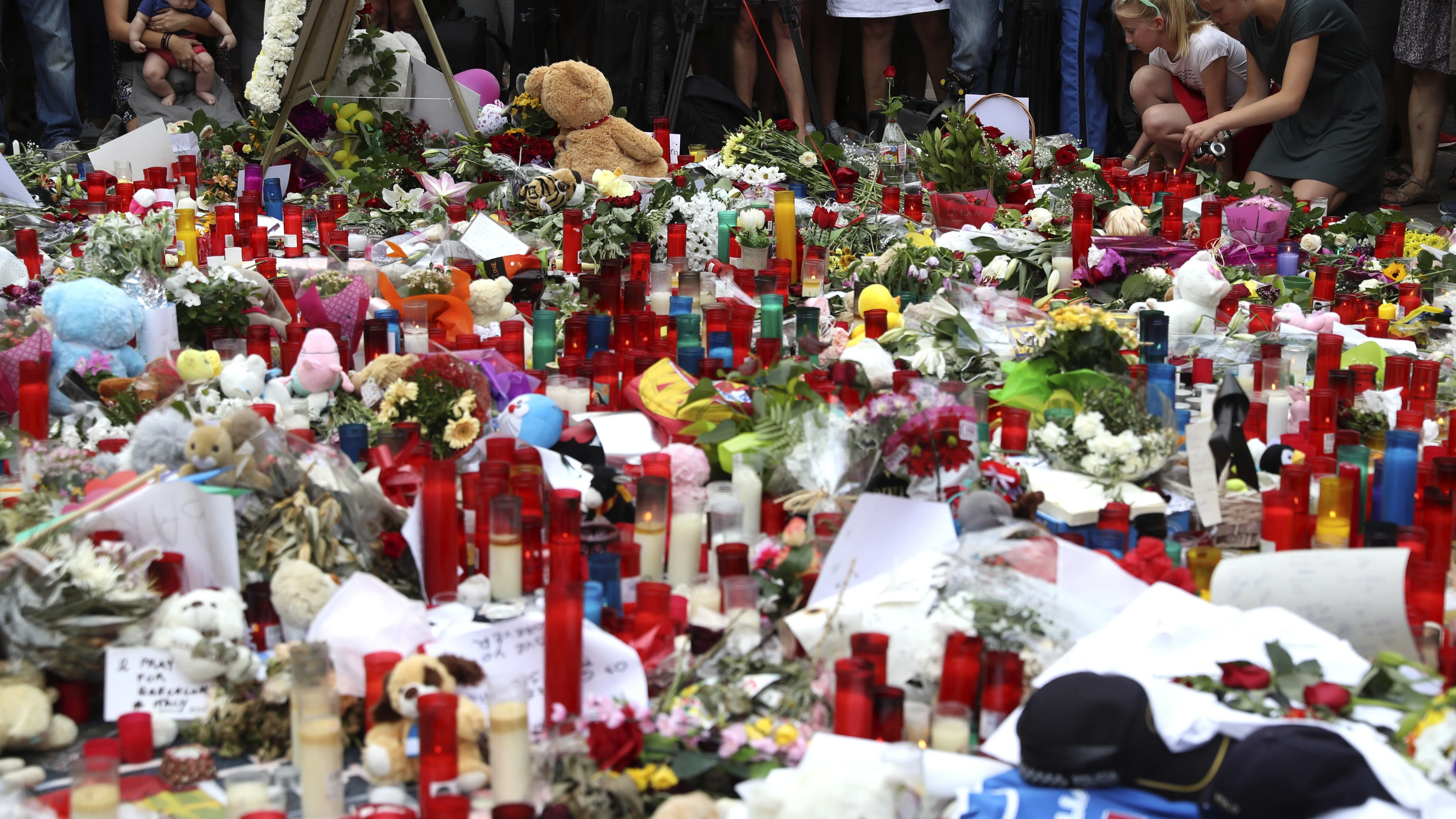 Muestras de apoyo en Las Ramblas de Barcelona