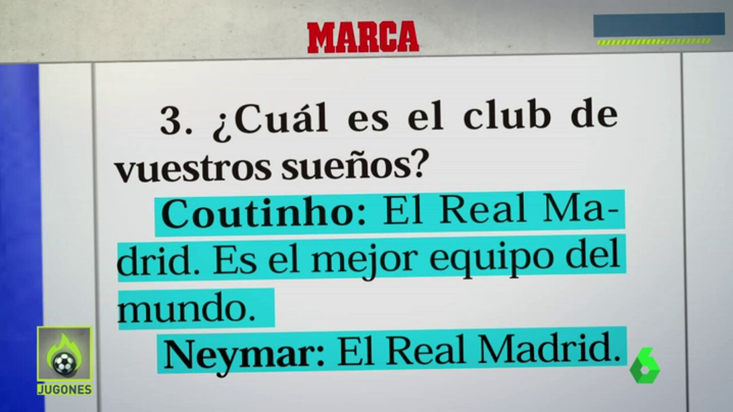 Neymar y Coutinho so&ntilde;aban con jugar en el Real Madrid cuando eran peque&ntilde;os