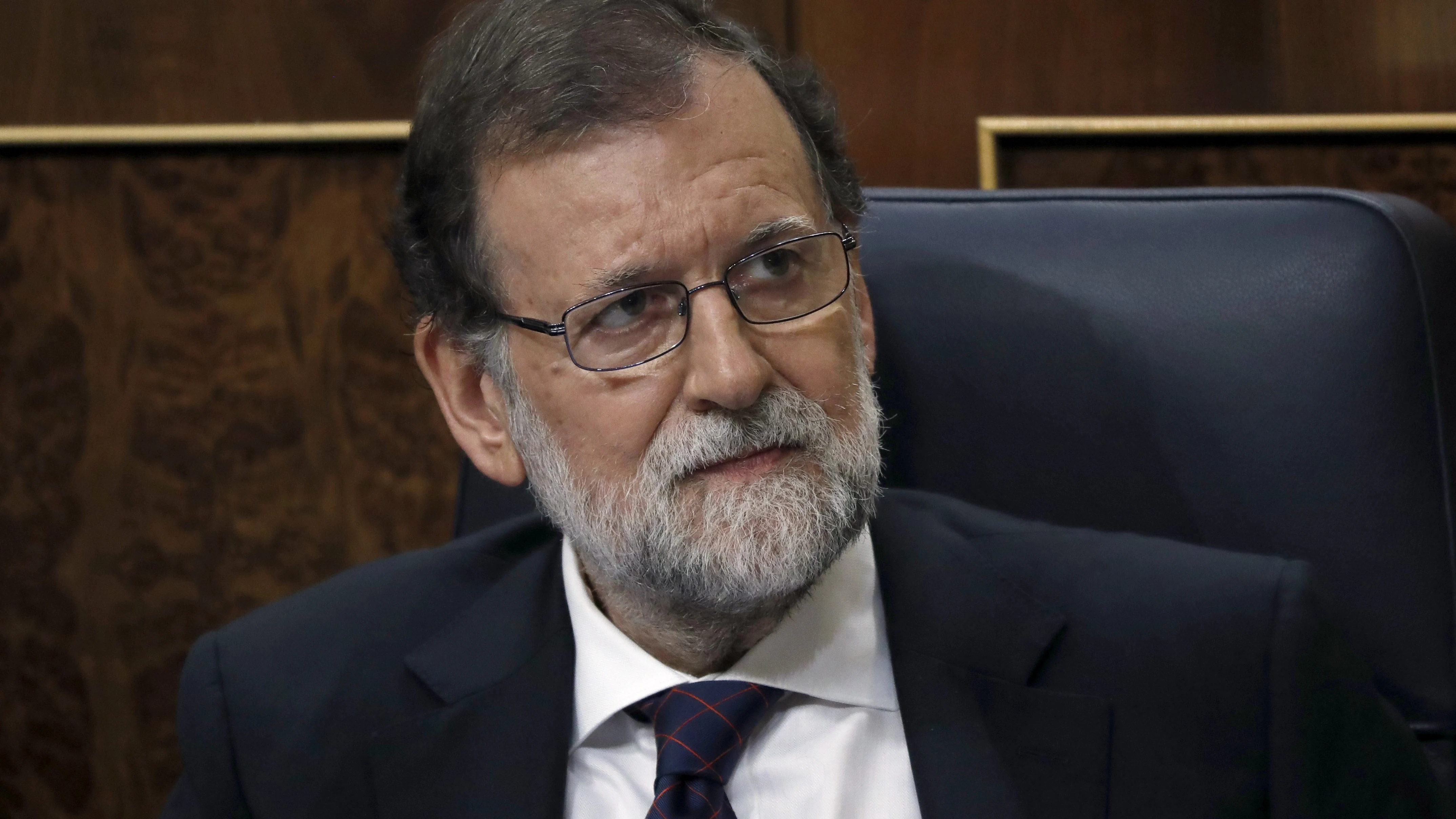 El presidente del Gobierno, Mariano Rajoy, tras comparecer 