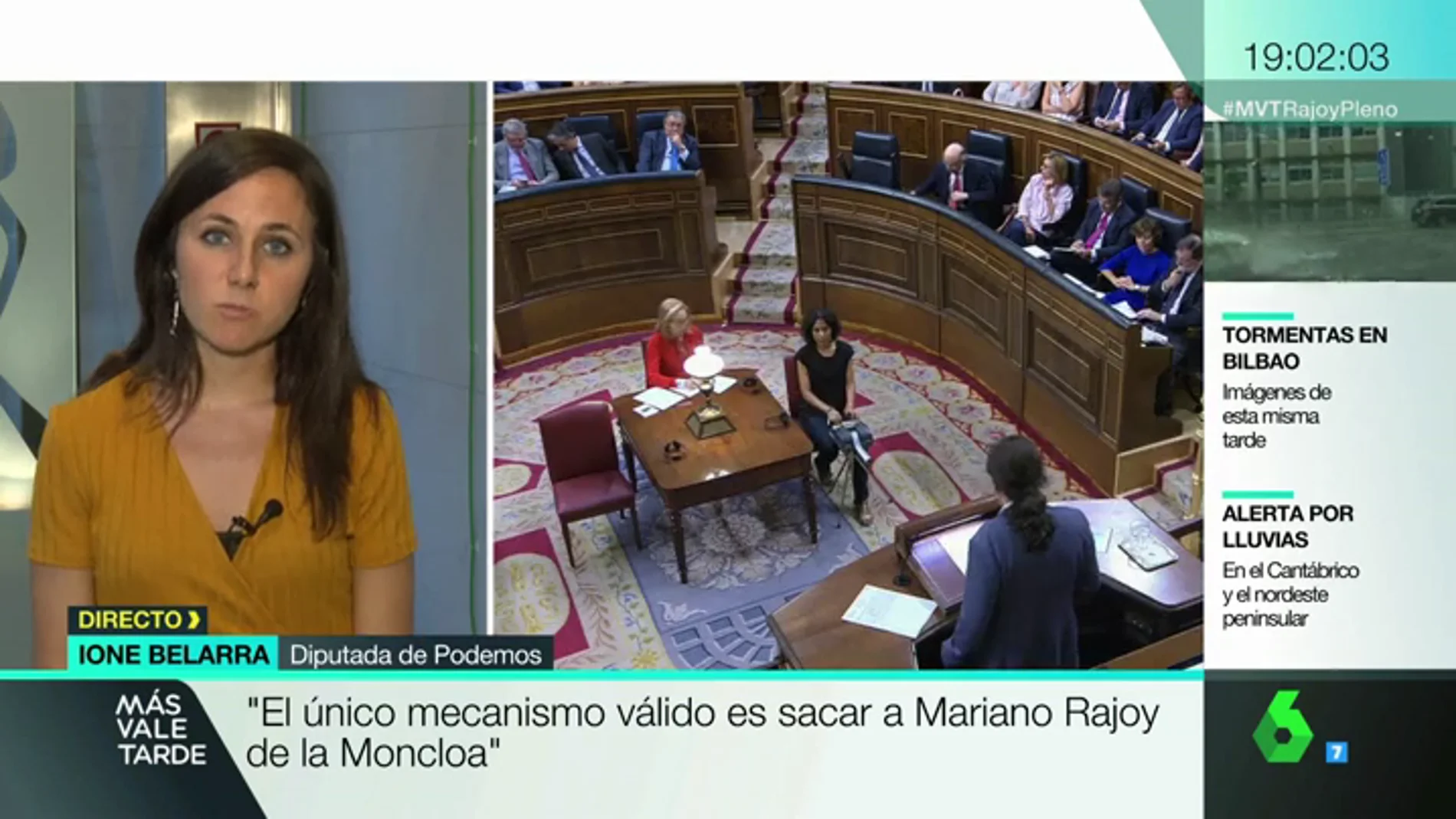 Belarra, diputada de Podemos, ve "bochornosa" la comparecencia de Rajoy: "Incumple el reglamento del Congreso, debe responder"