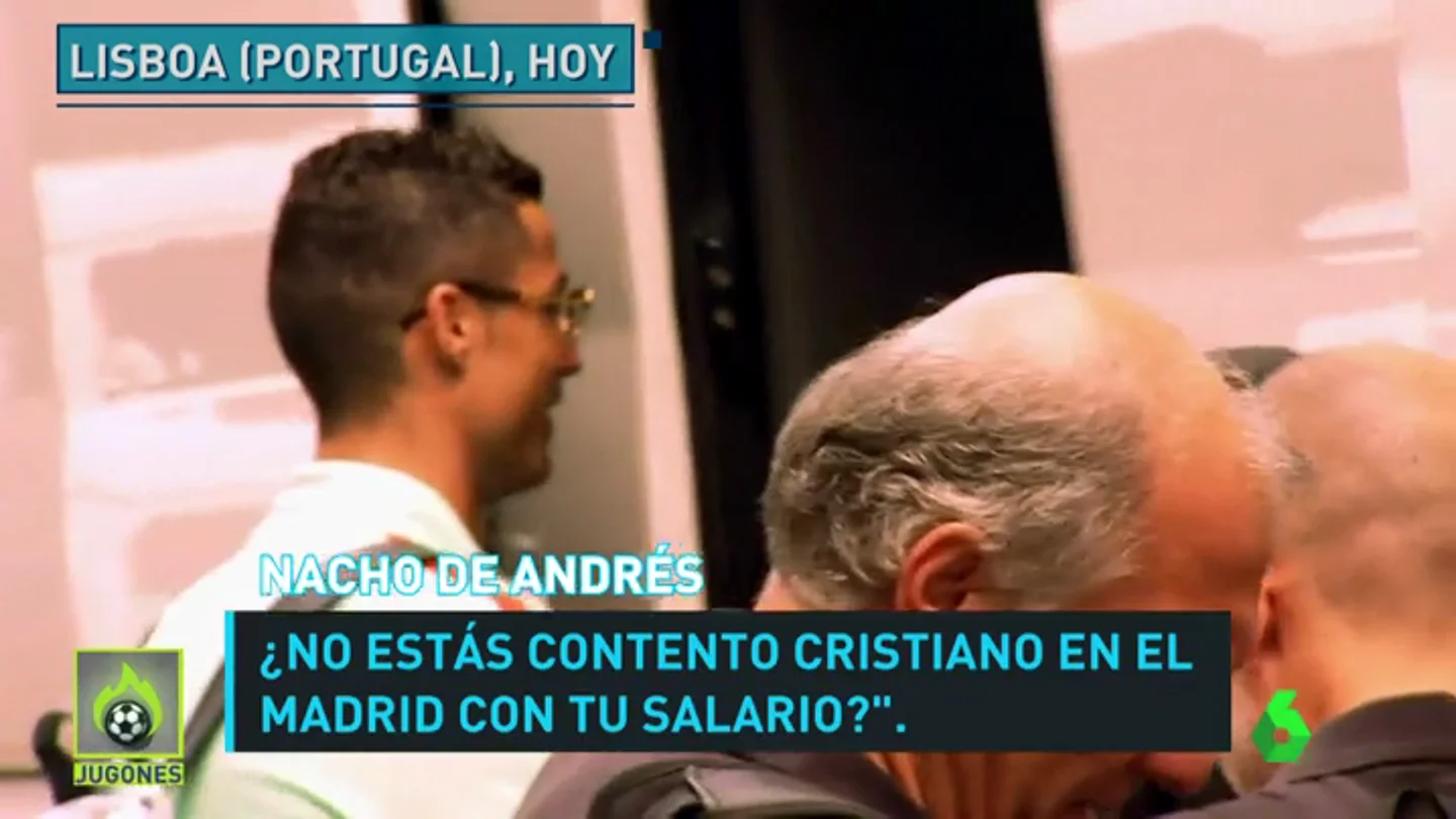 La risa de Cristiano Ronaldo tras ser preguntado por su petición de subida salarial al Real Madrid La risa de Cristiano Ronaldo tras ser preguntado por su petición de subida salarial al Real Madrid