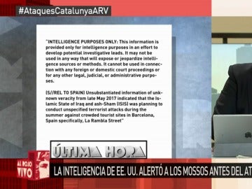 El texto íntegro de la alerta terrorista recibido por los Mossos El texto íntegro de la alerta terrorista recibido por los Mossos