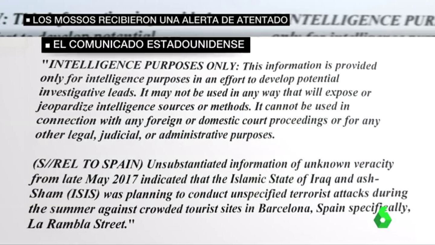 EEUU alert&oacute; en mayo a Espa&ntilde;a de que Daesh planeaba atentar "espec&iacute;ficamente en La Rambla" en verano