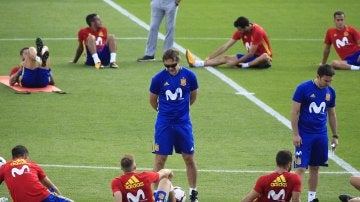 Lopetegui, en el entrenamiento de la Selección