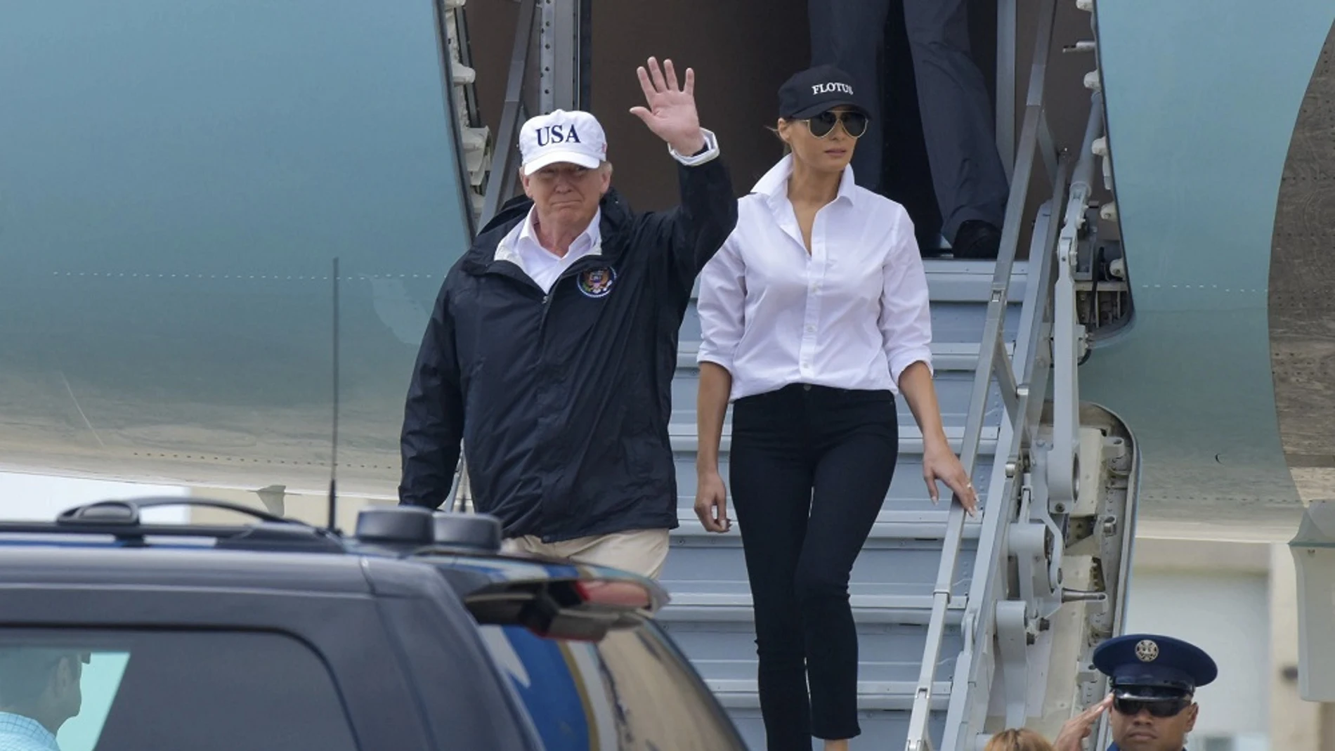 Donald Trump en su visita a las principales zonas afectadas por el huracán Harvey en Texas el pasado día 29 de agosto