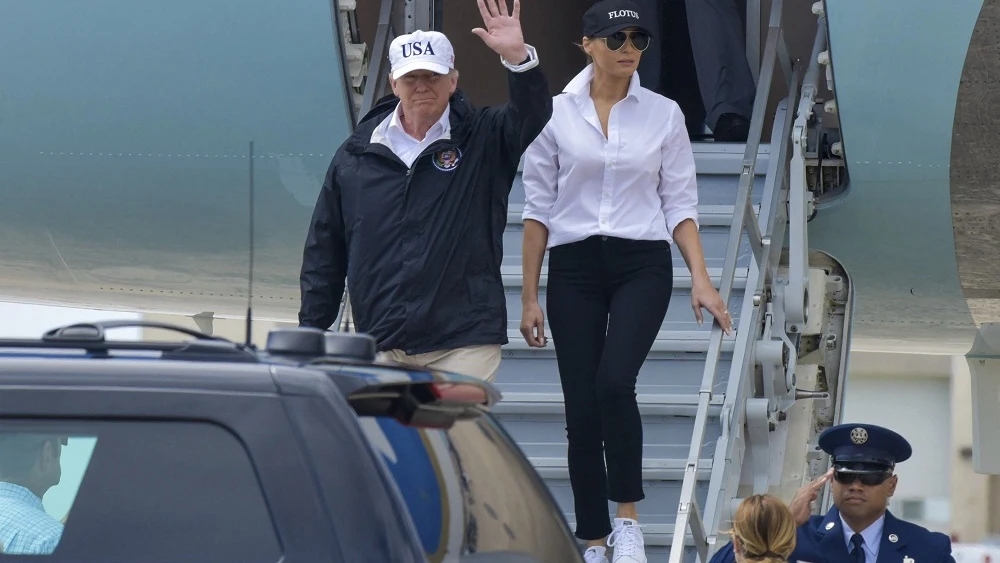 Donald Trump en su visita a las principales zonas afectadas por el huracán Harvey en Texas el pasado día 29 de agosto