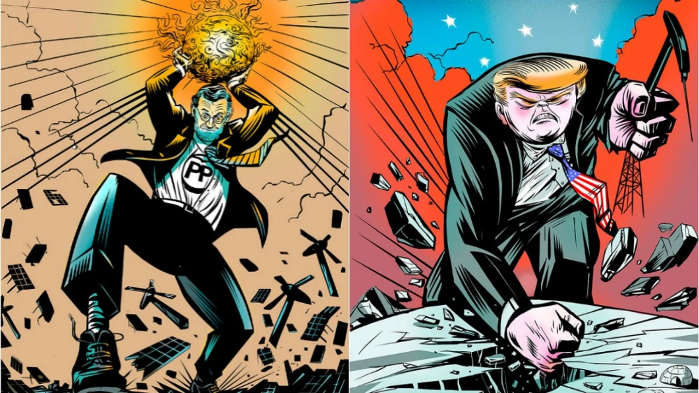 Rajoy y Trump caracterizados como 'villanos del clima' Rajoy y Trump caracterizados como 'villanos del clima'