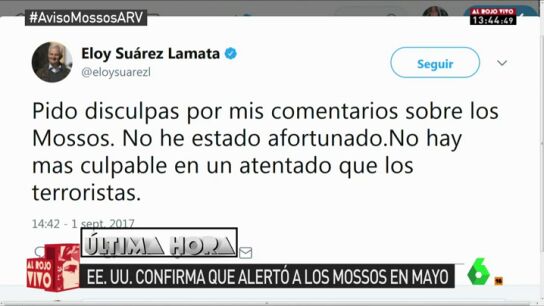 Su&aacute;rez (PP) pide disculpas tras insinuar que los Mossos no hicieron nada para evitar el atentado: "No he estado afortunado"