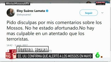 Suárez (PP) pide disculpas tras insinuar que los Mossos no hicieron nada para evitar el atentado: "No he estado afortunado"