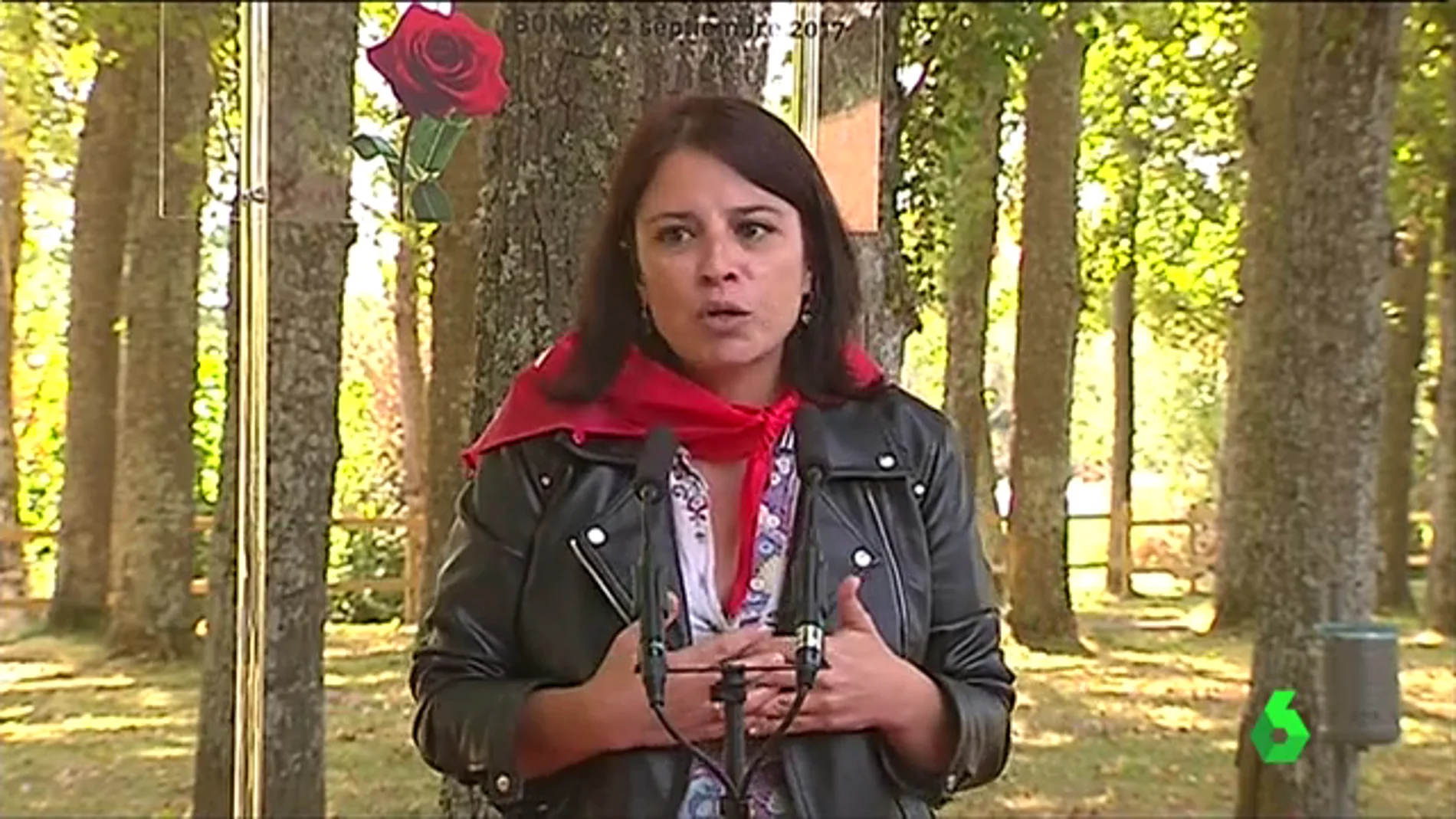 Adriana Lastra en la fiesta de la Rosa de Boñar, en León