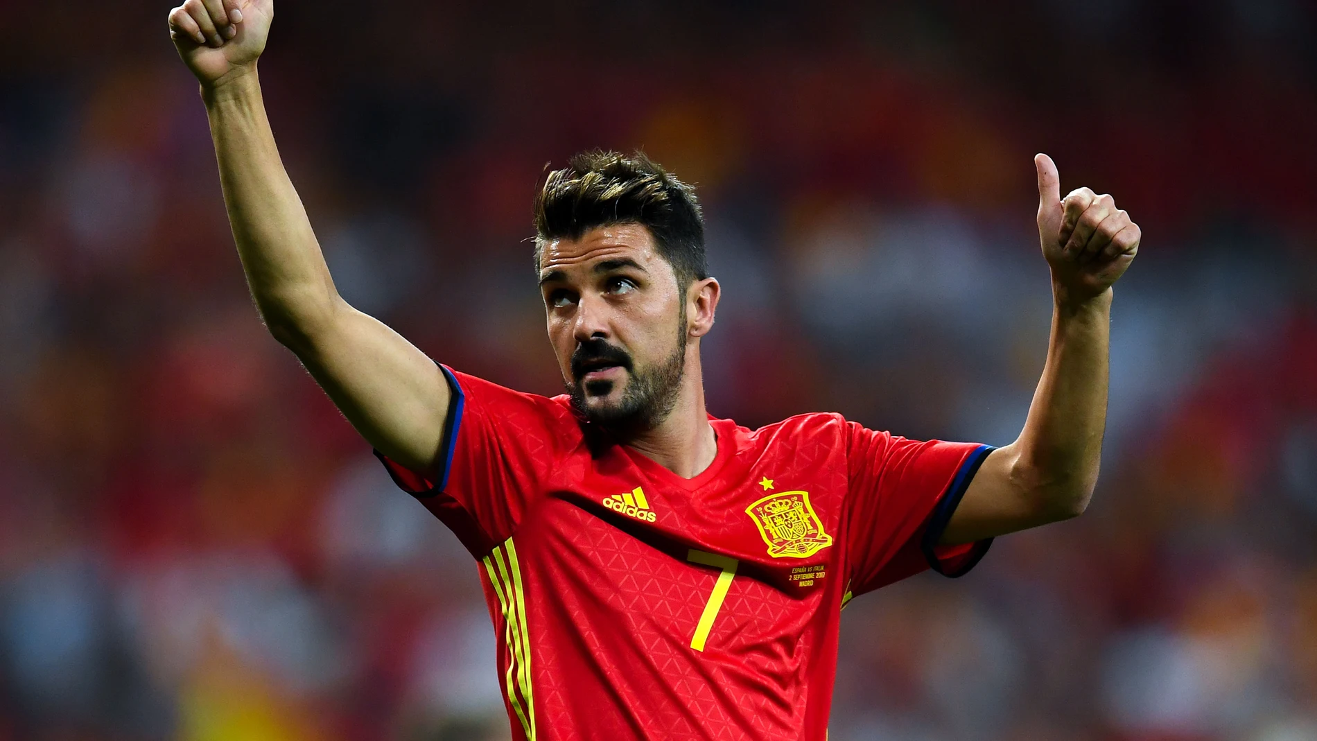 David Villa saluda a la afición española con la Selección