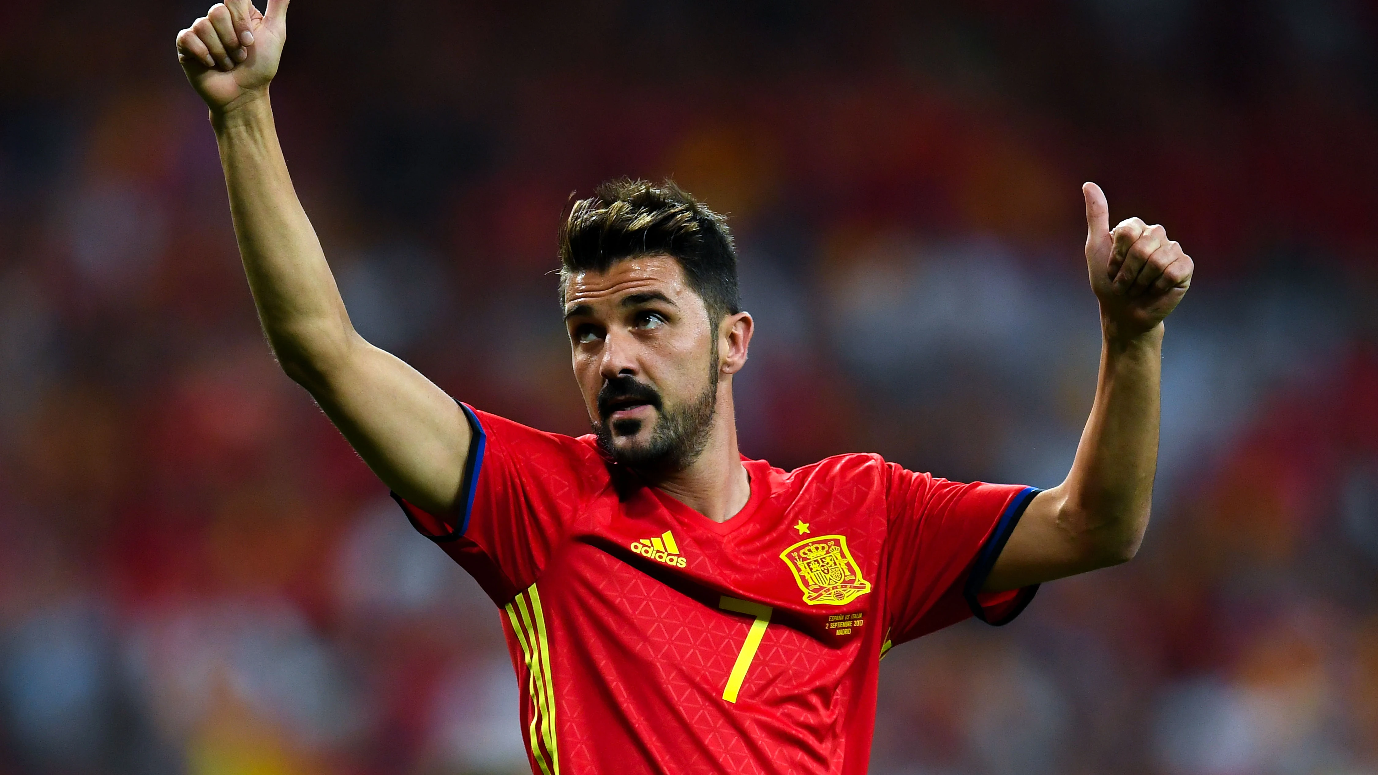 David Villa saluda a la afición española con la Selección