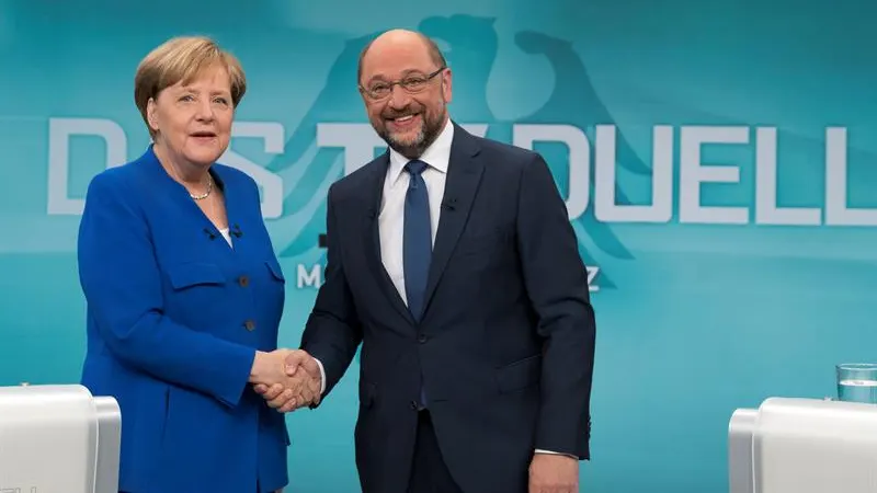 Schulz y Merkel, antes del cara a cara