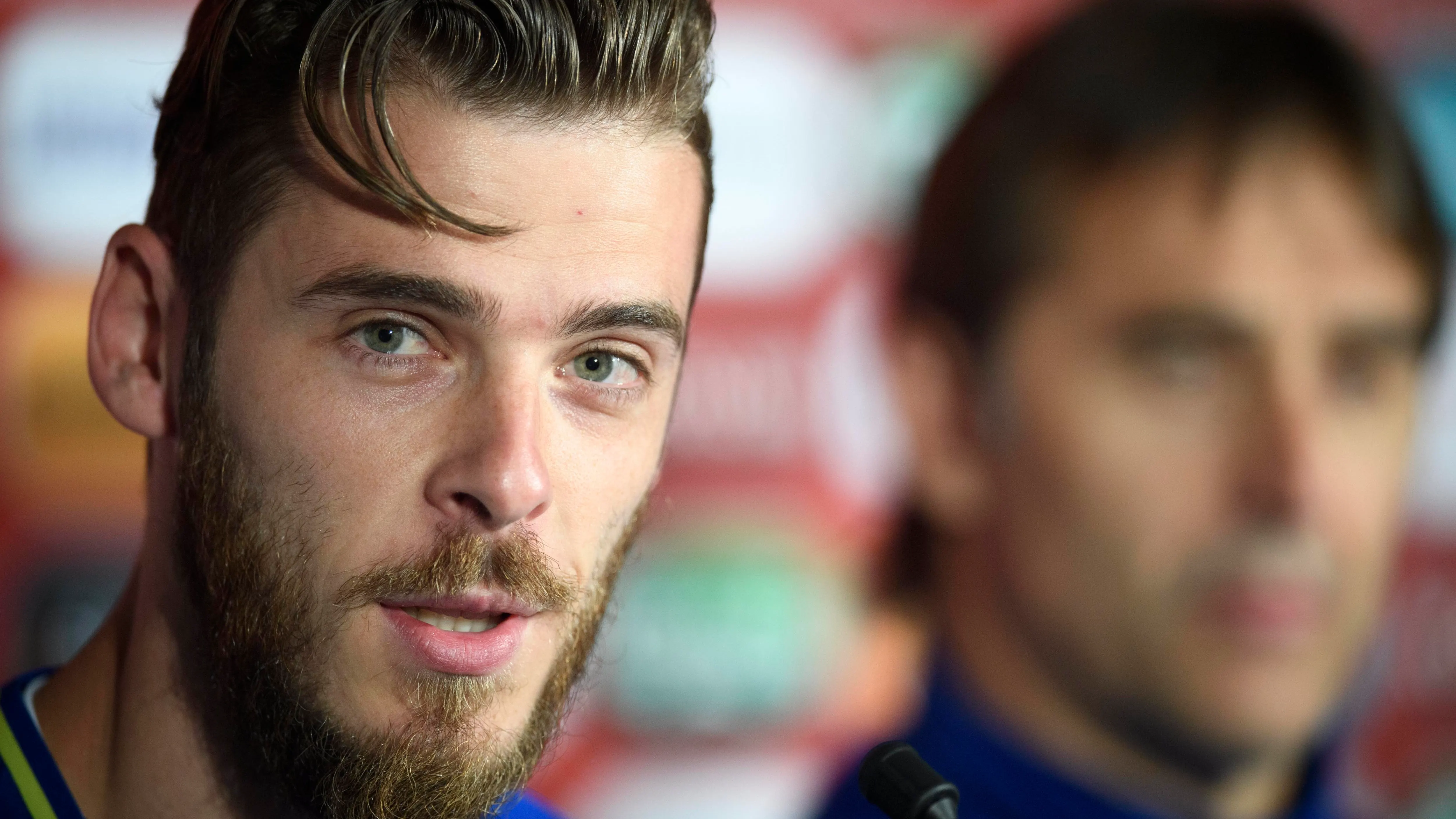 De Gea, durante la comparecencia de prensa junto a Lopetegui