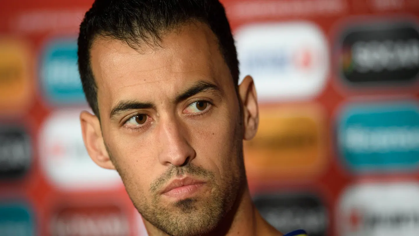 Busquets, durante la comparecencia de prensa Busquets, durante la comparecencia de prensa