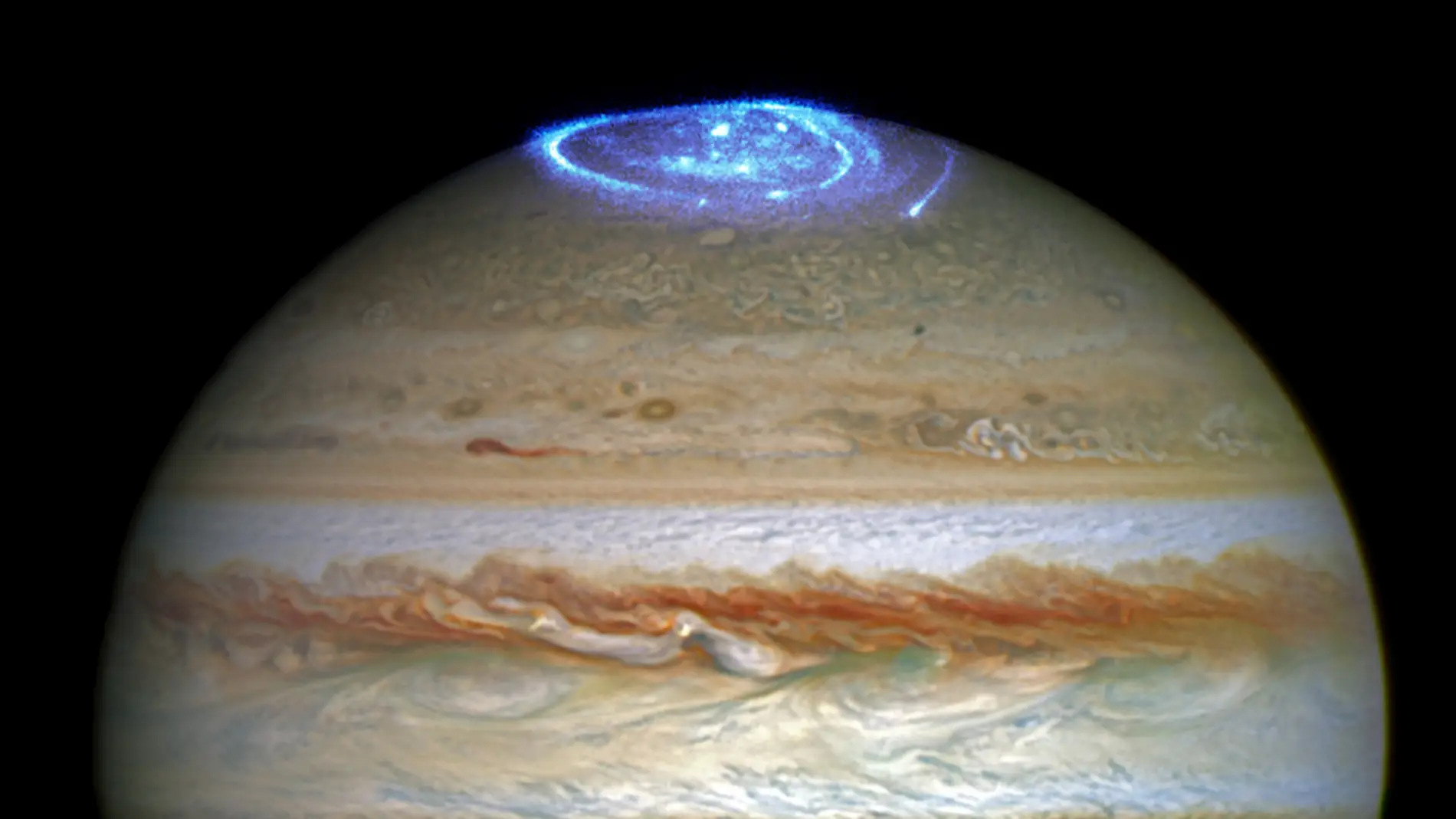 Imagen de aurora Júpiter con el Hubble