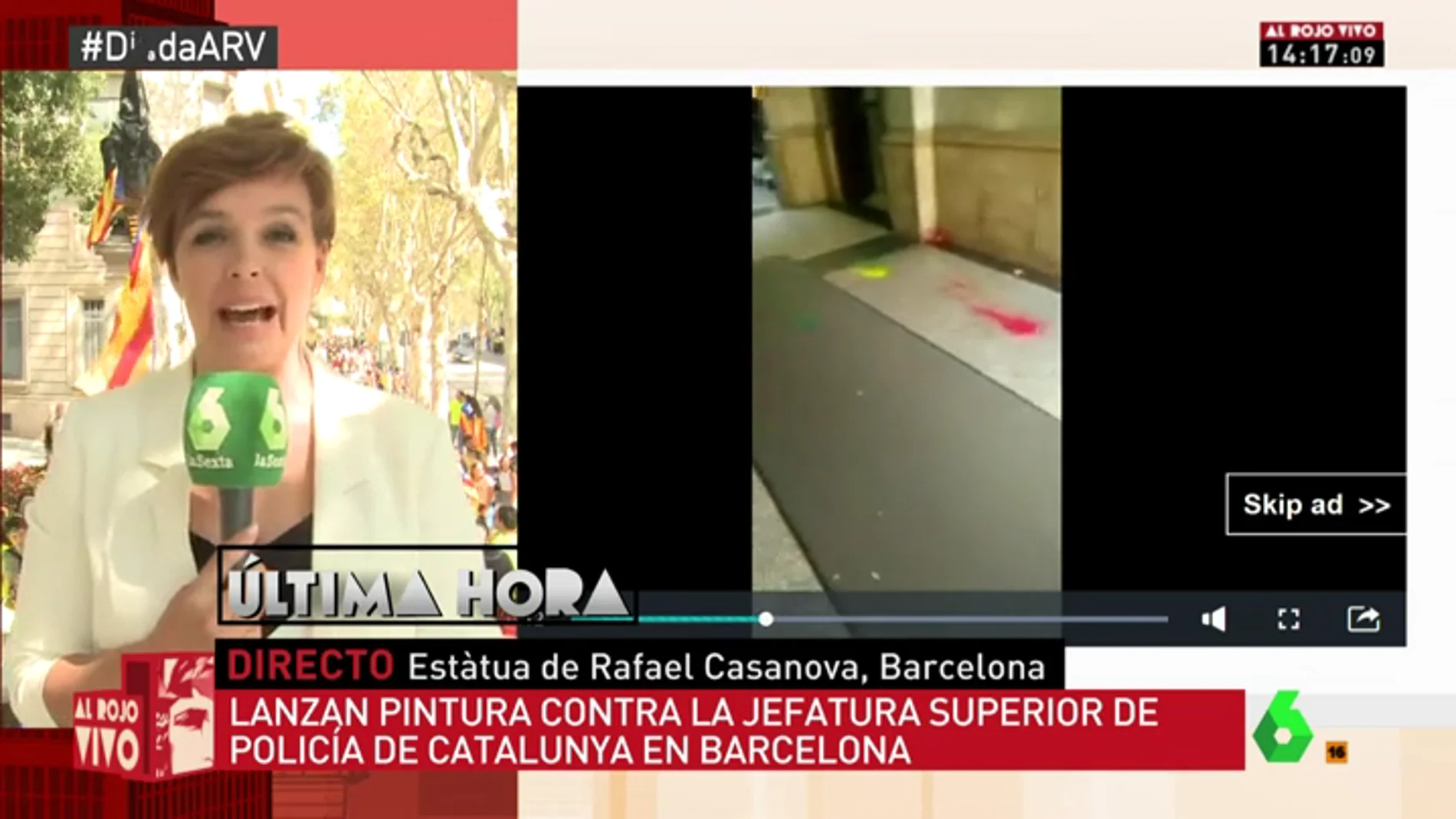 Lanzan botes de pintura contra la Jefatura Superior de Policía de Cataluña en Barcelona