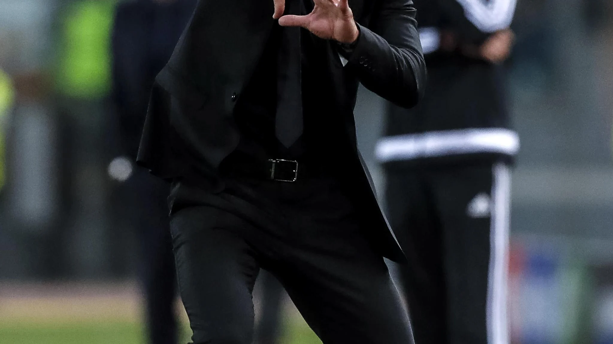 Simeone, durante el Roma - Atlético de Madrid