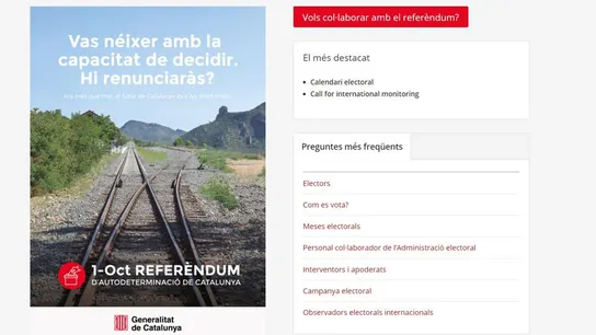 Imagen de la web del referéndum del 1-O Imagen de la web del referéndum del 1-O