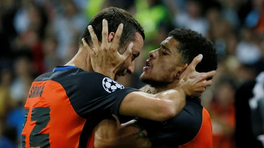 El Shakhtar celebra uno de sus goles ante el Nápoles El Shakhtar celebra uno de sus goles ante el Nápoles