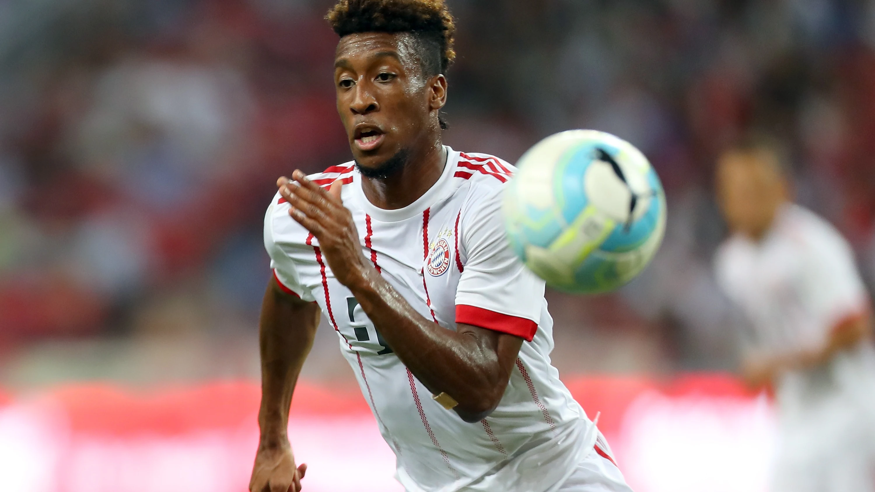 Kingsley Coman, en un partido con el Bayern