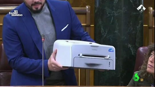 La impresora de Rufián en El Intermedio La impresora de Rufián en El Intermedio