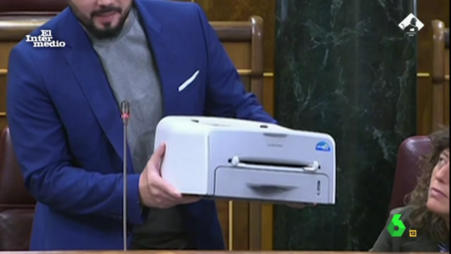 La impresora de Rufián en El Intermedio La impresora de Rufián en El Intermedio
