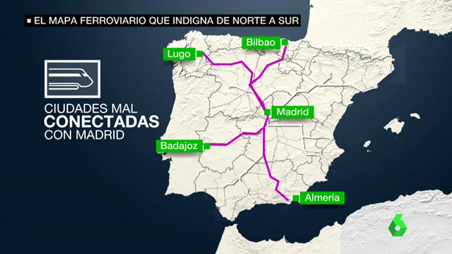 El mapa ferroviario de España indigna a viajeros de toda la Península El mapa ferroviario de España indigna a viajeros de toda la Península