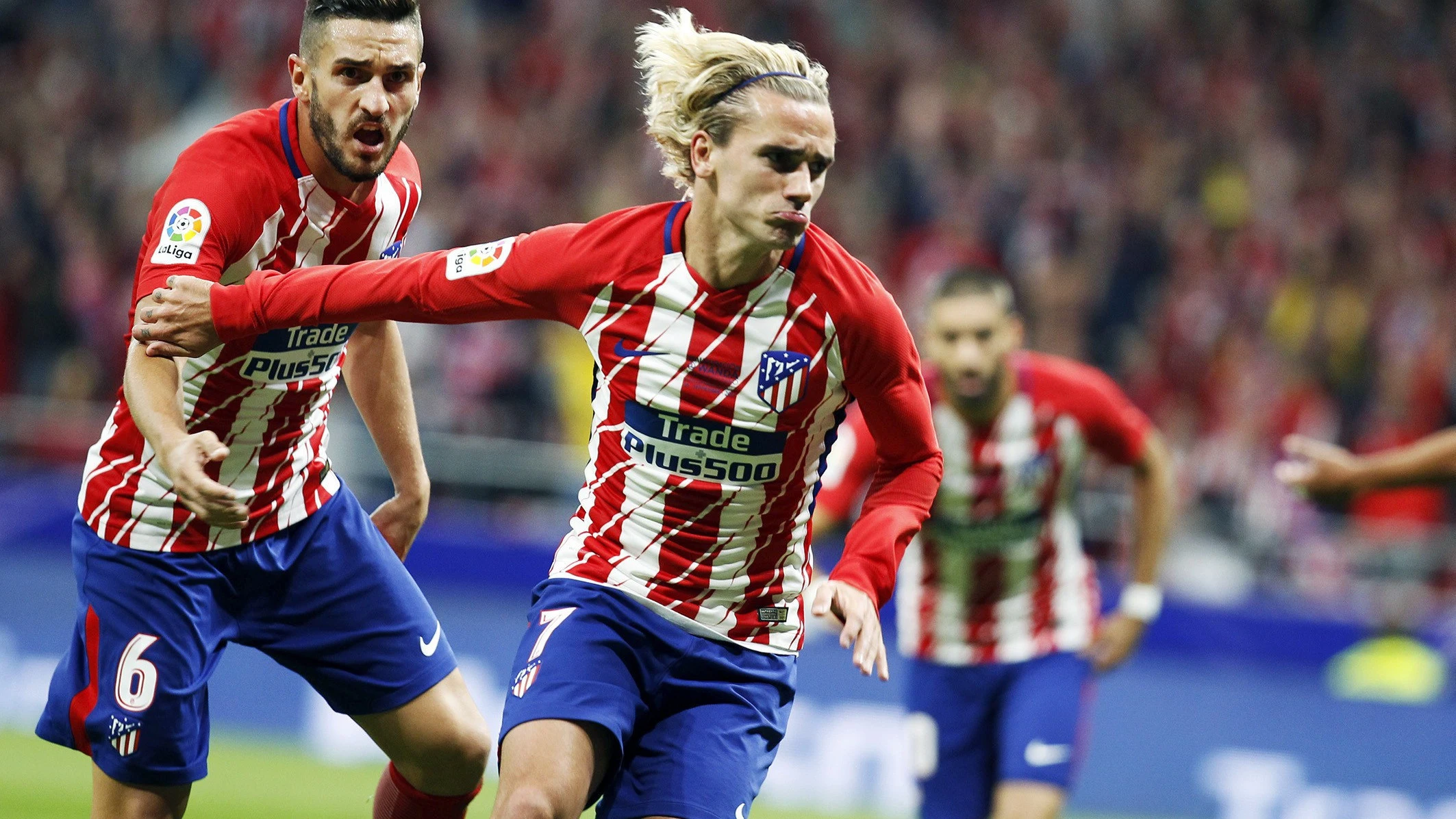 Griezmann celebra su gol con el Atlético de Madrid