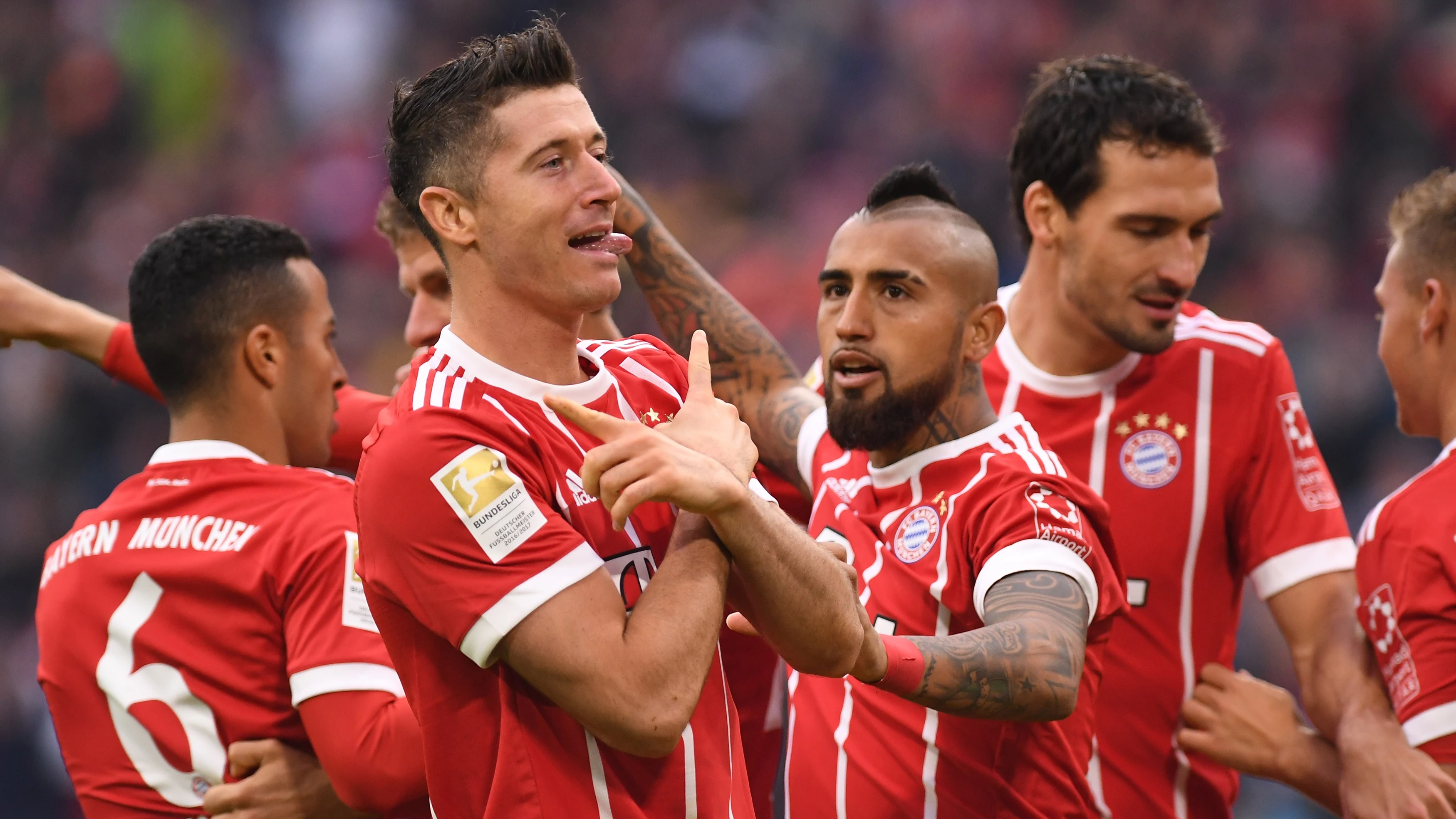 Lewandowski celebra uno de sus goles con el Bayern de Múnich