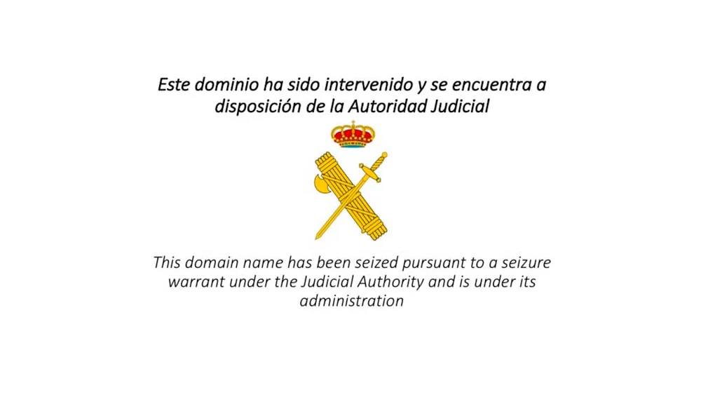 Anuncio de la Guardia Civil tras el cierre de las webs