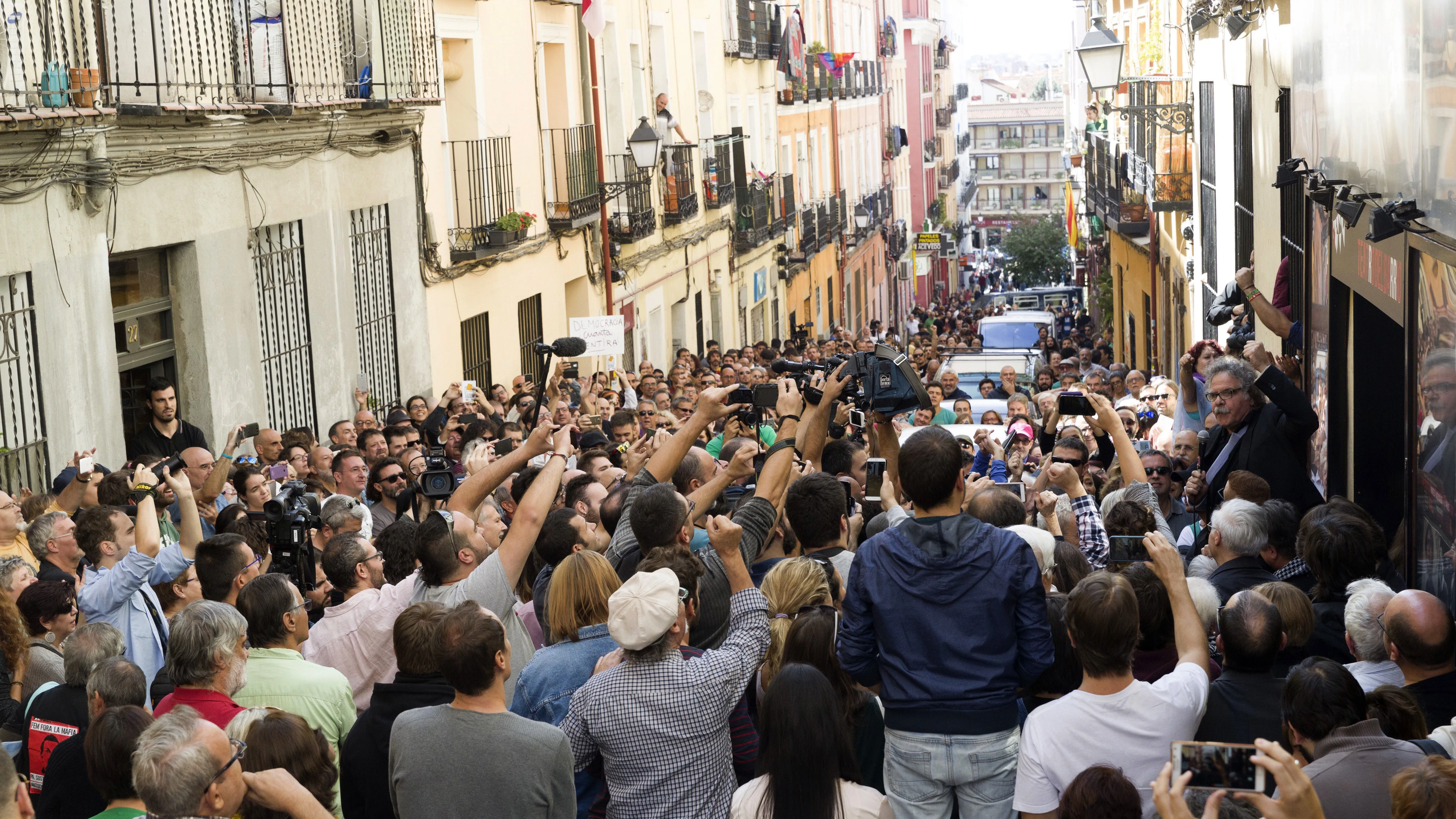 El portavoz de ERC en el Congreso, Joan Tardá, durante su participación en el acto a favor del referéndum en Madrid