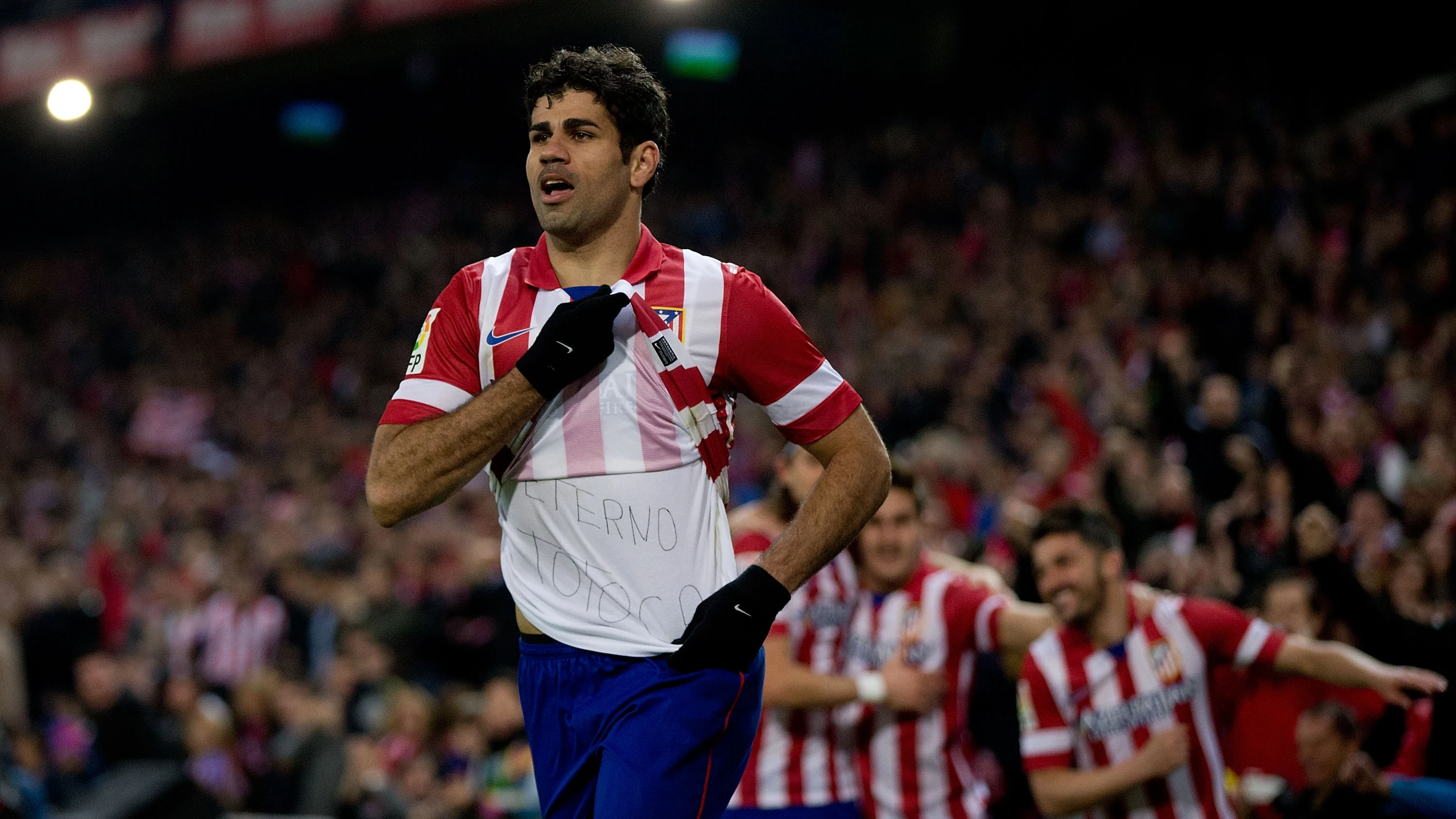 Diego Costa celebra un gol con el Atlético de Madrid