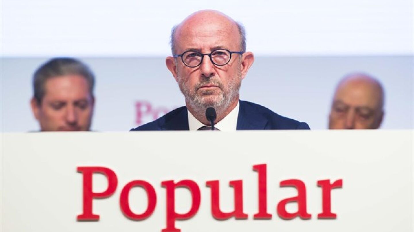 Emilio Saracho, durante una junta de accionistas del Popular