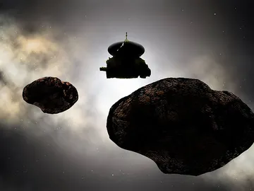 Representación artística de la sonda New Horizons sobrevolando el objeto MU69 2014 el próximo 1 de enero de 2019 Representación artística de la sonda New Horizons sobrevolando el objeto MU69 2014 el próximo 1 de enero de 2019