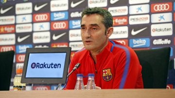 Ernesto Valverde, durante la rueda de prensa