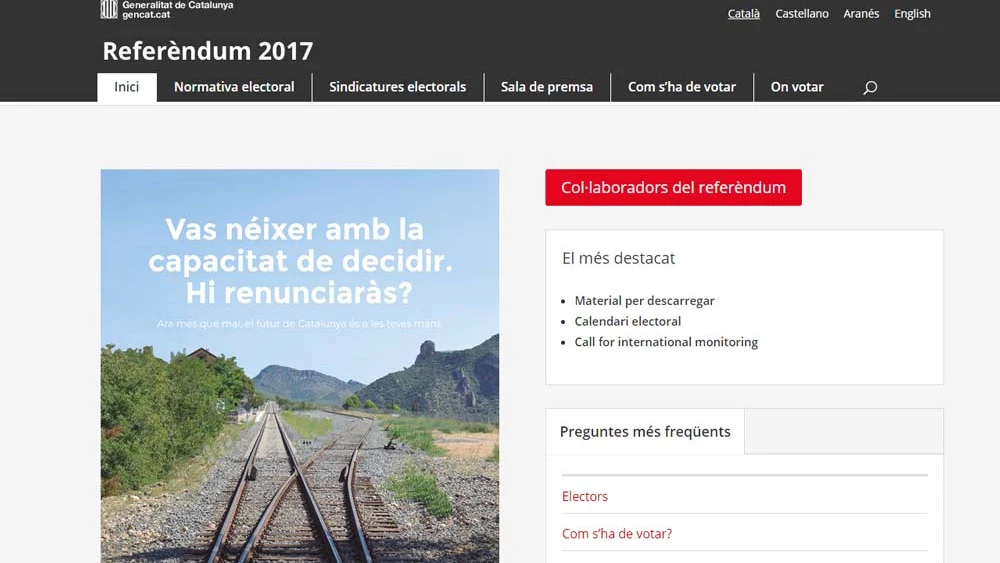 Web para consultar los colegios electorales donde votar en el referéndum del 1-O