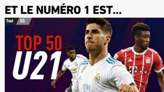 Asensio, mejor sub 21 del mundo para L'Equipe
