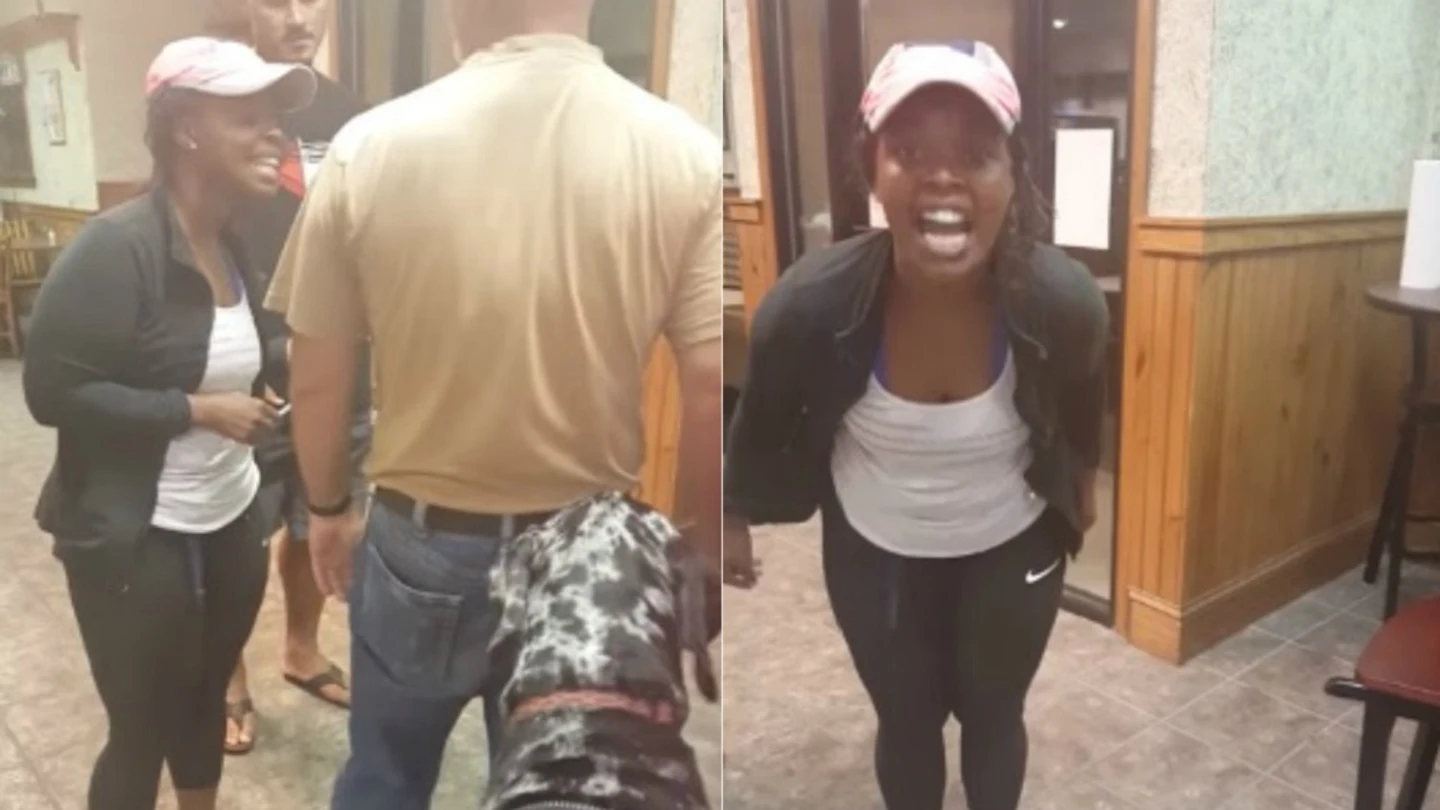 Una mujer entra en cólera cuando entra un perro guía en un restaurante Una mujer entra en cólera cuando entra un perro guía en un restaurante