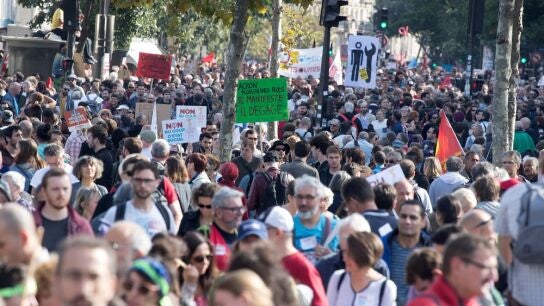 Manifestaci&oacute;n contra la reforma laboral francesa en Par&iacute;s