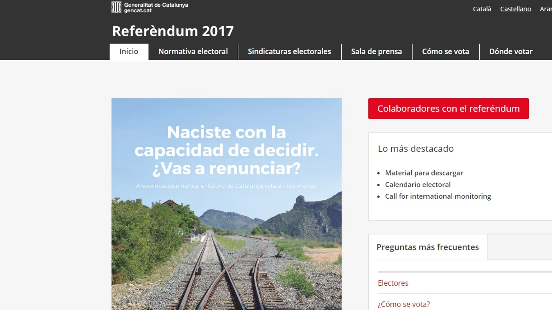 Página de información de la Generalitat