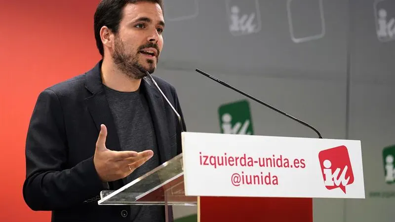 El coordinador federal de IU, Alberto Garzón, durante su intervención en la reunión de la coordinadora federal de IU