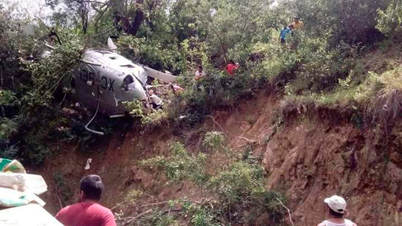 El helicóptero tras el accidente