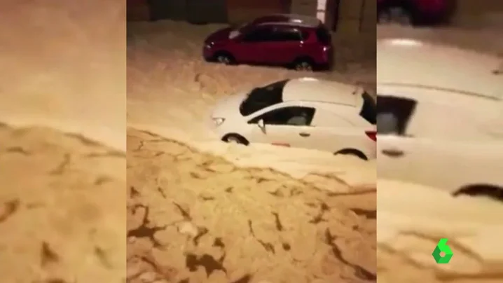 Las calles de Teruel, colapsadas por la lluvia