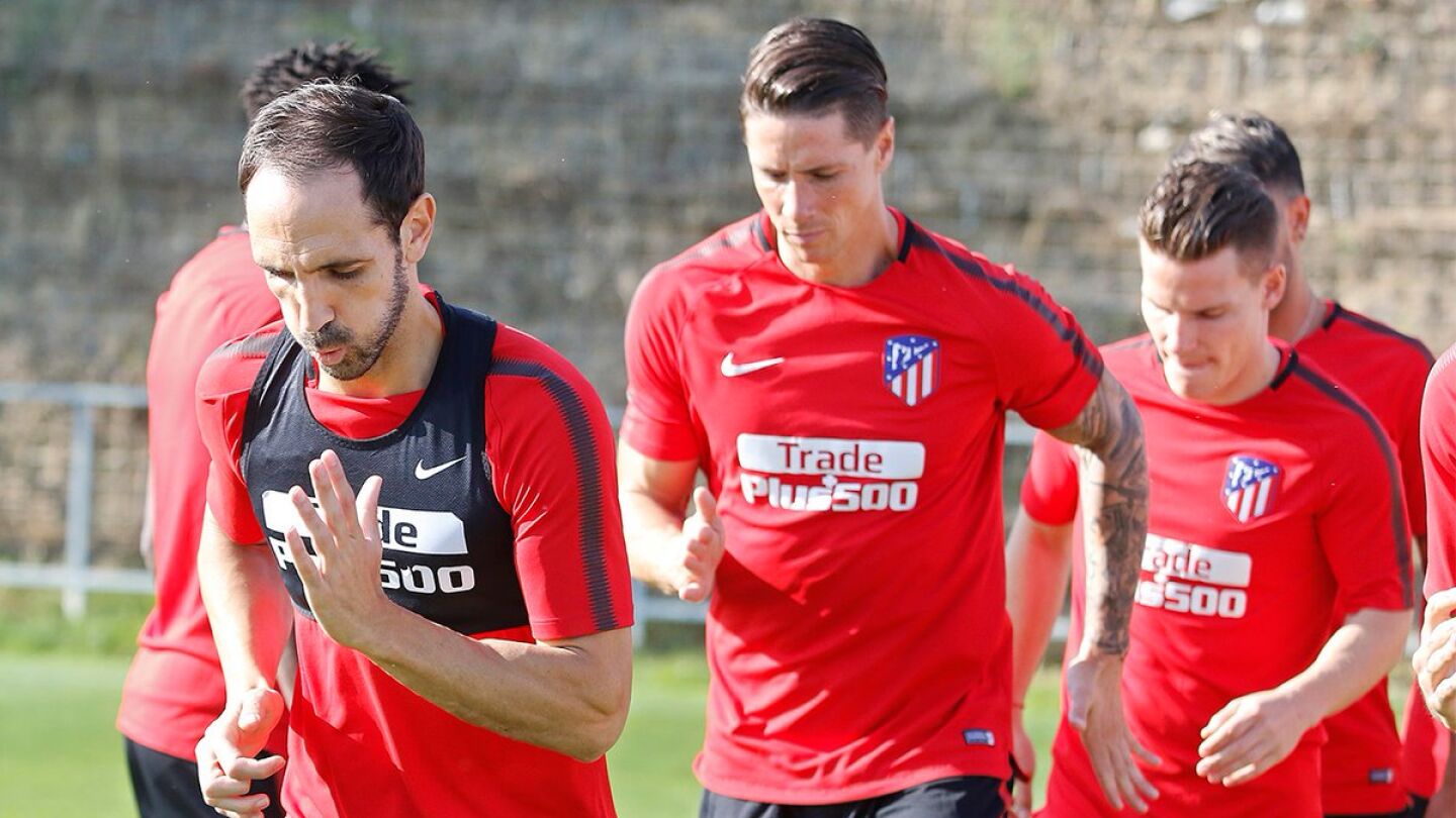 Jugadores del Atl&eacute;tico, en un entrenamiento