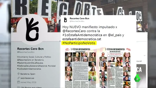 'Recortes Cero' lanza un nuevo manifiesto con 2.000 firmantes más contra el referéndum del 1-O 'Recortes Cero' lanza un nuevo manifiesto con 2.000 firmantes más contra el referéndum del 1-O