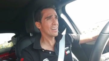 Alberto Contador, en su coche